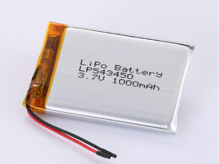 شراء LP543450 3.7V 1000MAH بطارية لي أيون الدرجة A لتطبيقات الزر معتمدة RoHS ومعدل إفراز ذروة 1C التصنيع عبر الإنترنت