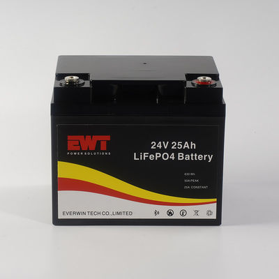 IFR26650 24V 25Ah 630Wh Lifepo4 بطارية حزمة للتخزين الشمسي للدراجات النارية الكهربائية