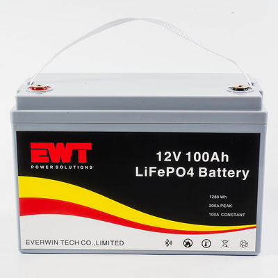 بطارية تخزين طاقة OEM LiFePO4 12.8V 100ah مع علامة التبويب / الأسلاك / المرفق