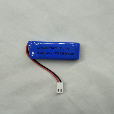 LP602040 7.4V 420mAh بطارية الليثيوم البوليمر مع ميزات السلامة حماية أكثر من إفراز -20 °C إلى 45 °C