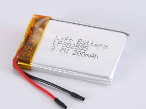 LP302535 3.7V 200MAH حزمة LiPo من النوع عالي مع 3.7V درجة حرارة التفريغ -20 °C إلى 60 °C