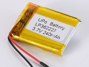 LP362227 3.7V 240mAh بطارية بوليمر الليثيوم ذات كثافة طاقة عالية 150-200 Wh / kg وحد أقصى لتفريغ التيار 0.35A