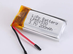 بطارية ليتيم بوليمر فضية LP551530 200MAH مع 500 دورة عمر دورة للصناعة والتجارية -20 °C إلى 45 °C