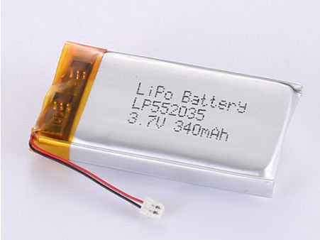 بطارية لي بوليمر منخفضة درجة الحرارة LP552035 3.7V 340MAH مع ورق الفضة وضمان PVC شفاف 12 شهرًا سنة واحدة