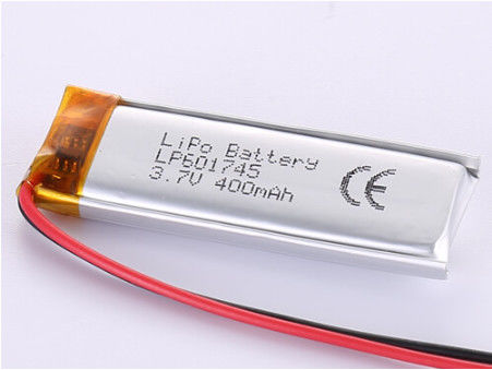 طاقة طويلة الأمد أكسيدات الليثيوم الكوبالت LP601745 3.7V بطارية 400MAH مع ضمان 12 شهرا