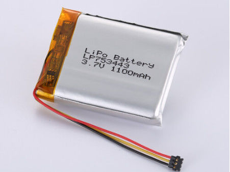 LP753443 3.7V 1100MAH بطارية ليثيوم أيون المصنعين الفضة بطارية ليبو عالية السعة FCC المعتمدة والمعتمدة