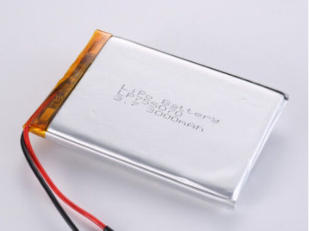 LP755070 3.7V 3000MAH مصنعي بطاريات البوليمر الليثيومية مع طريقة الشحن CC / CV ونوع JST / نوع رابط مخصص