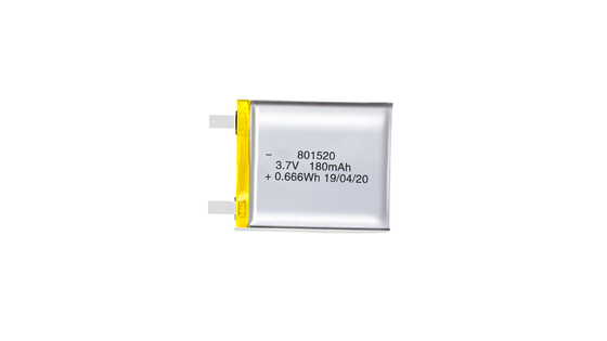 801520 3.7V 180MAH بطاريات البوليمر الليثيوم مع كثافة الطاقة العالية و 300 دورة إعادة الشحن